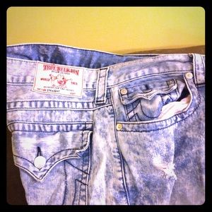 True Religion white wash straight leg jeans 36/32